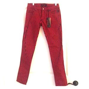 Tripp NYC red and black striped men’s rocker jeans